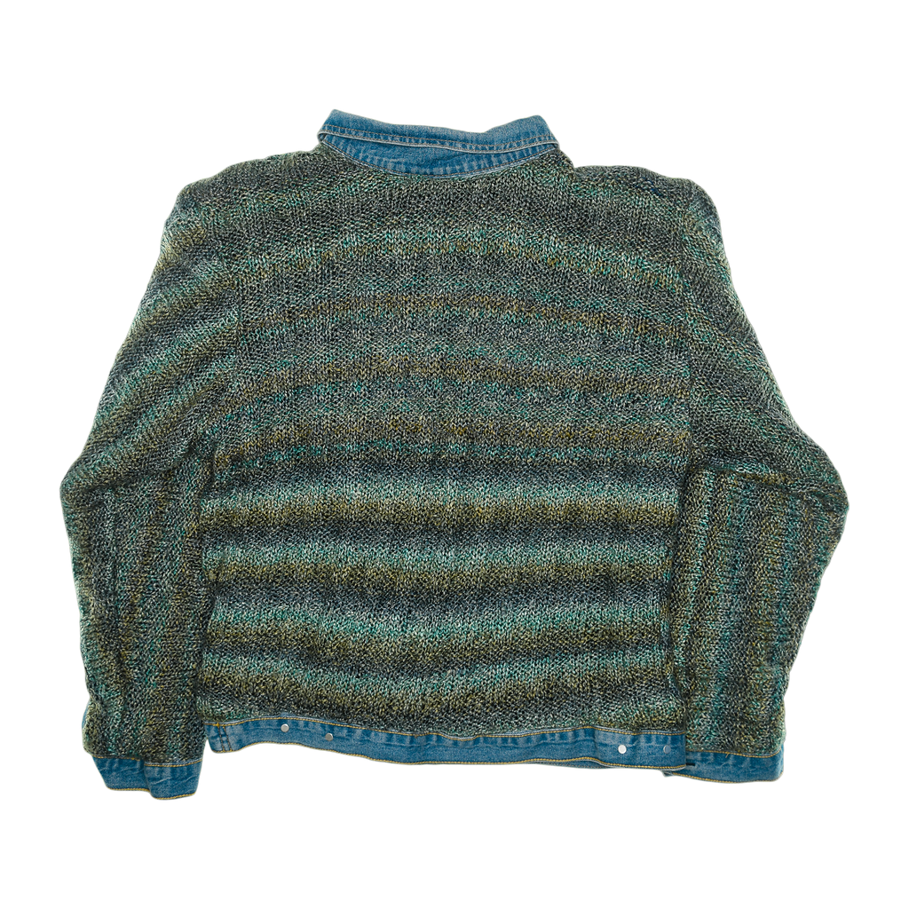 Earth Tone Crochet Reversible Denim Jacket