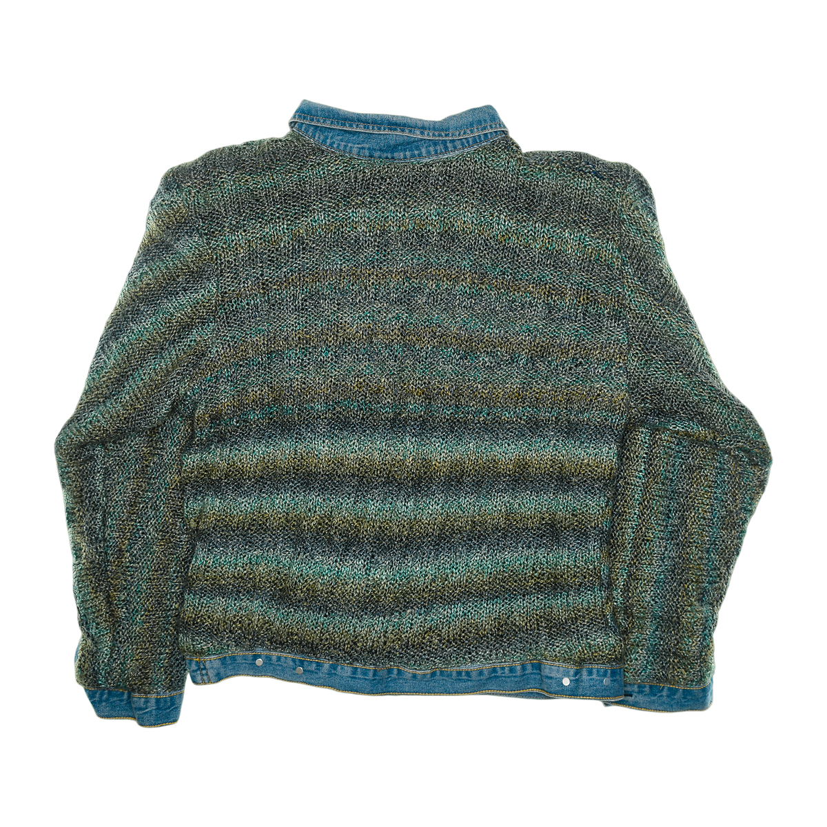 Earth Tone Crochet Reversible Denim Jacket