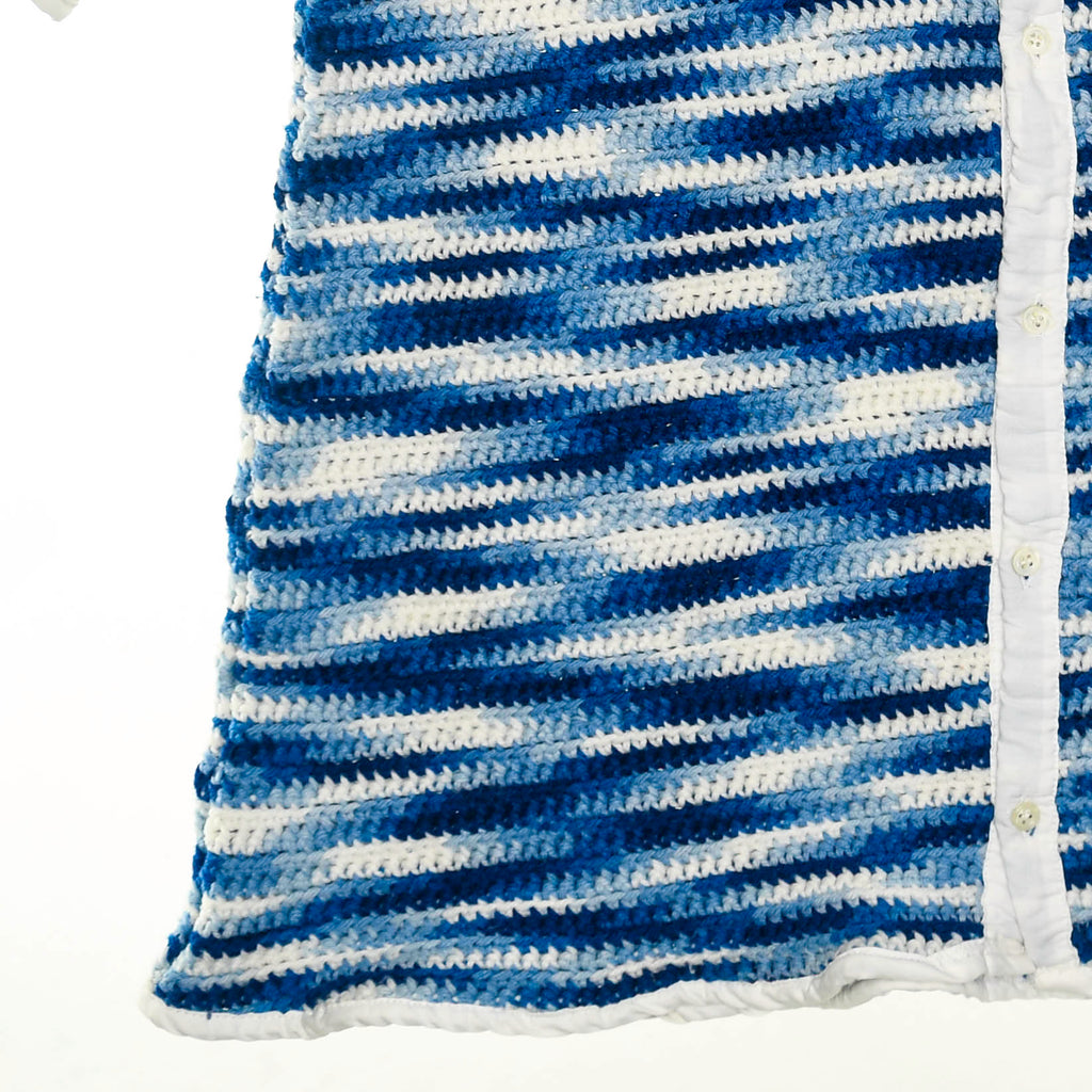 Blue Crochet Collared Button Up