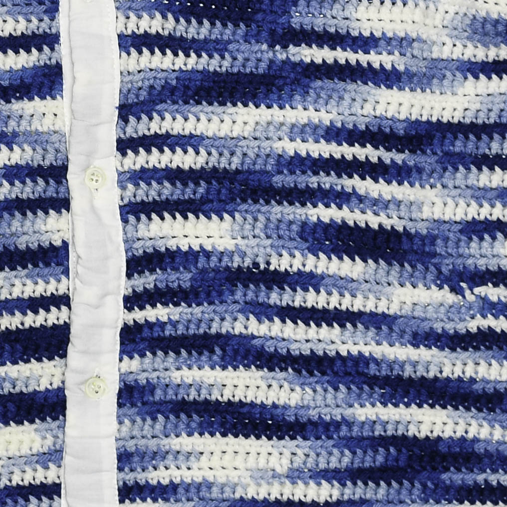 Blue Crochet Collared Button Up