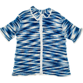 Blue Crochet Collared Button Up