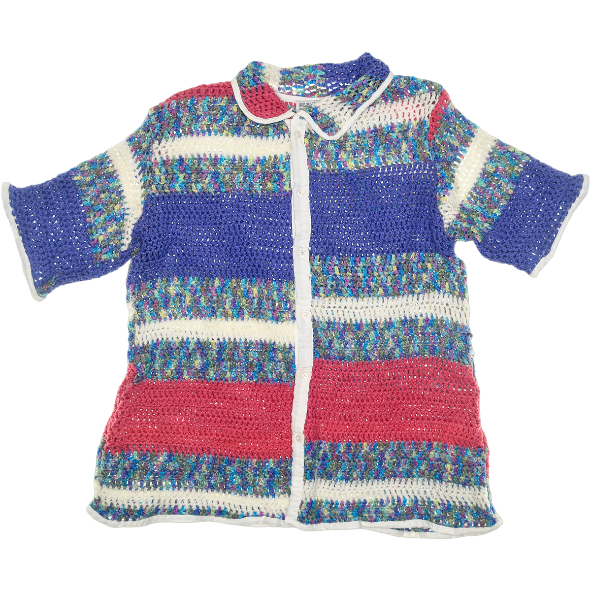Pink & Purple Crochet Collared Button Up