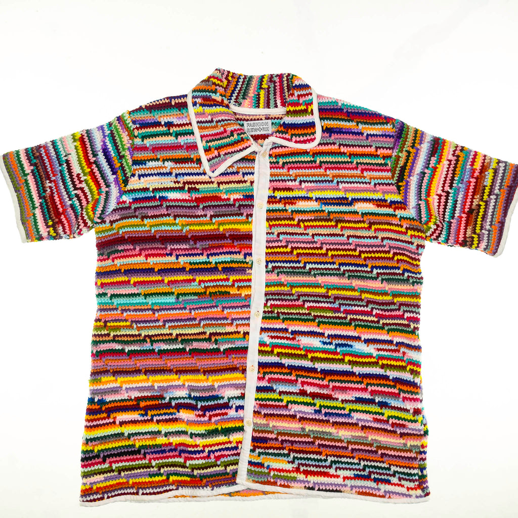 70s Crochet Collared Button Up