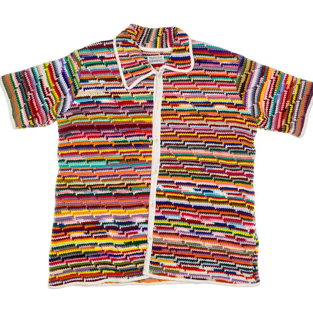 70s Crochet Collared Button Up