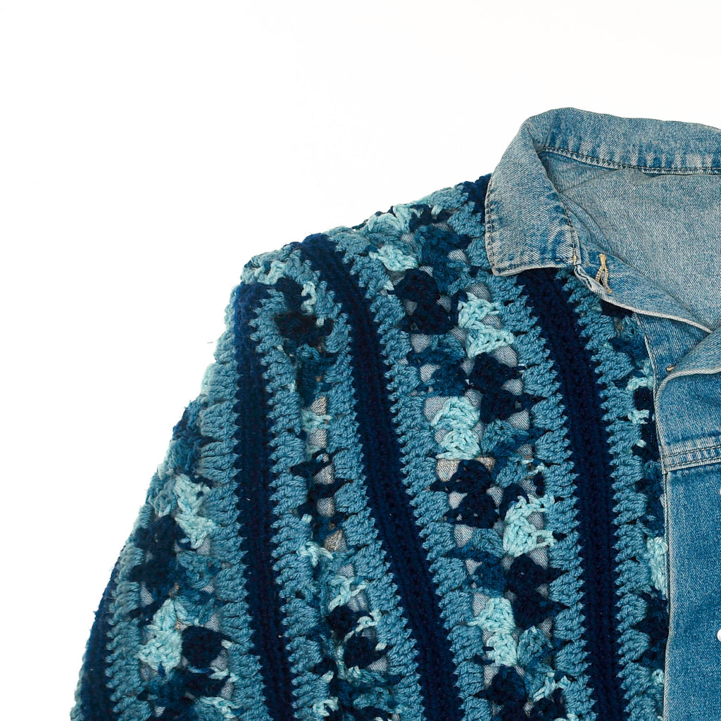 Boho Blue Reversible Crochet Jean Jacket