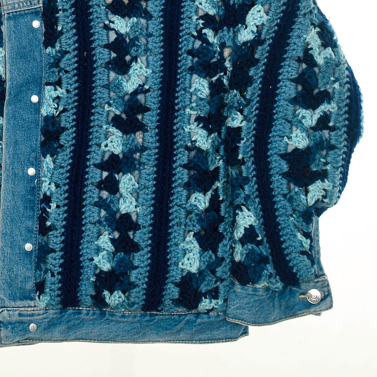 Boho Blue Reversible Crochet Jean Jacket
