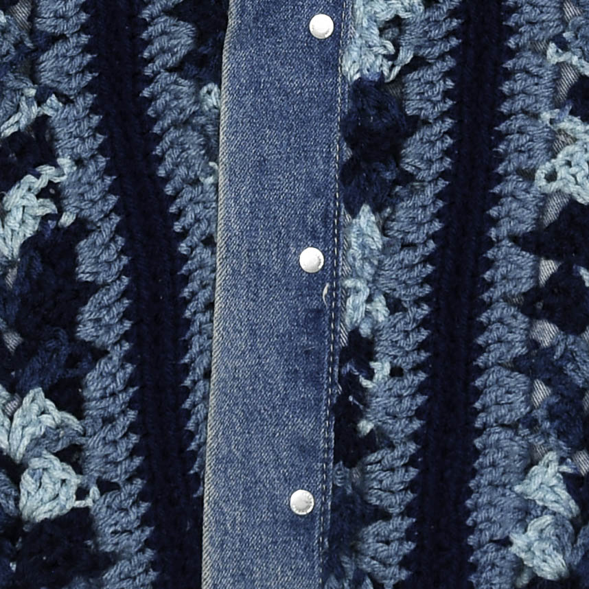 Boho Blue Reversible Crochet Jean Jacket