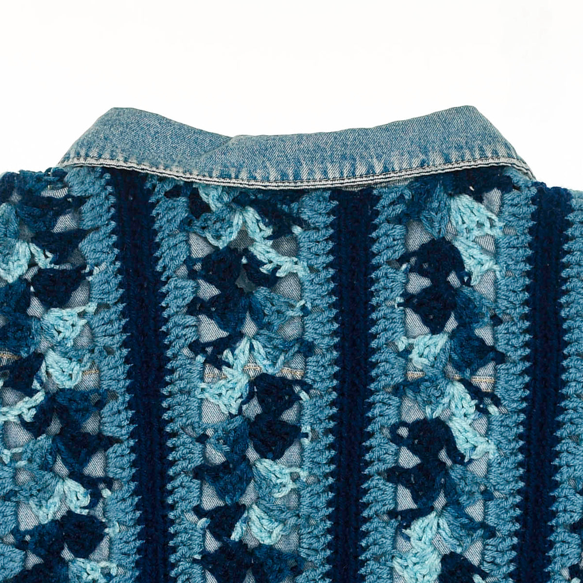 Boho Blue Reversible Crochet Jean Jacket