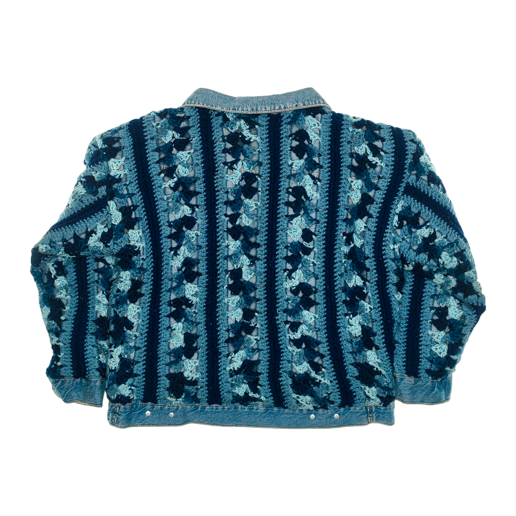 Boho Blue Reversible Crochet Jean Jacket