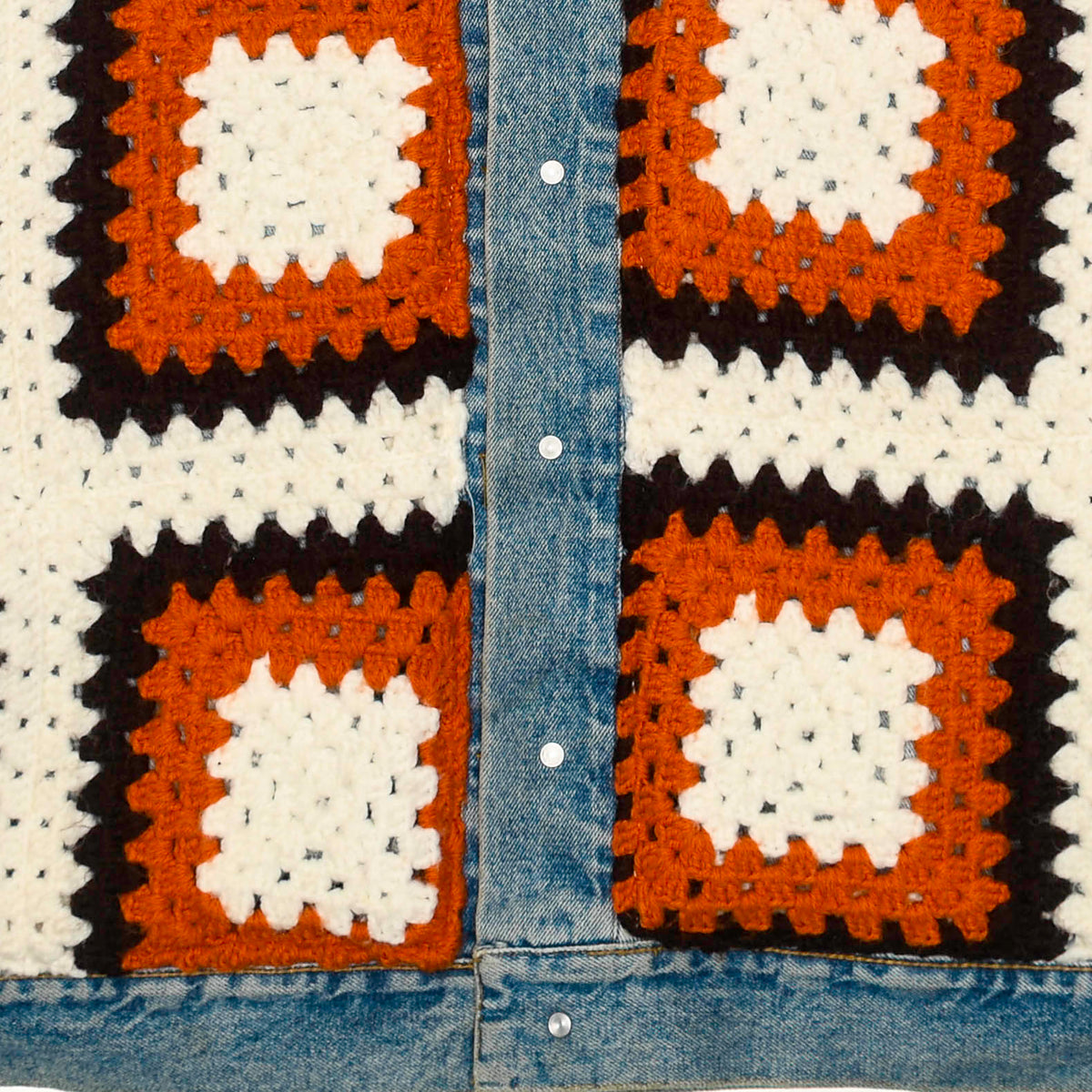70s Granny Square Crochet Jean Jacket