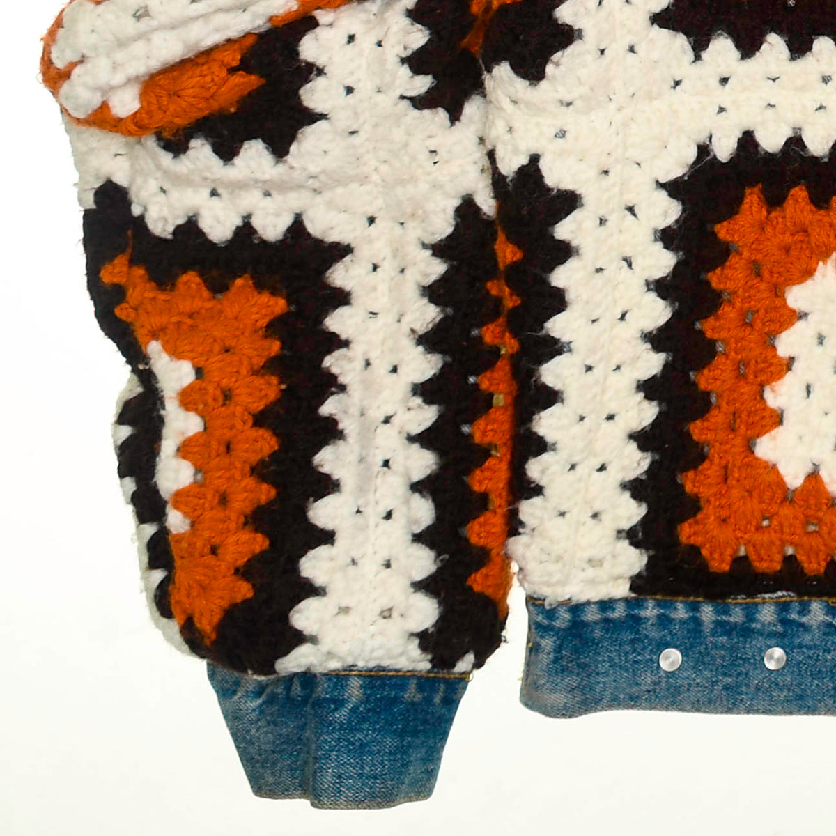 70s Granny Square Crochet Jean Jacket