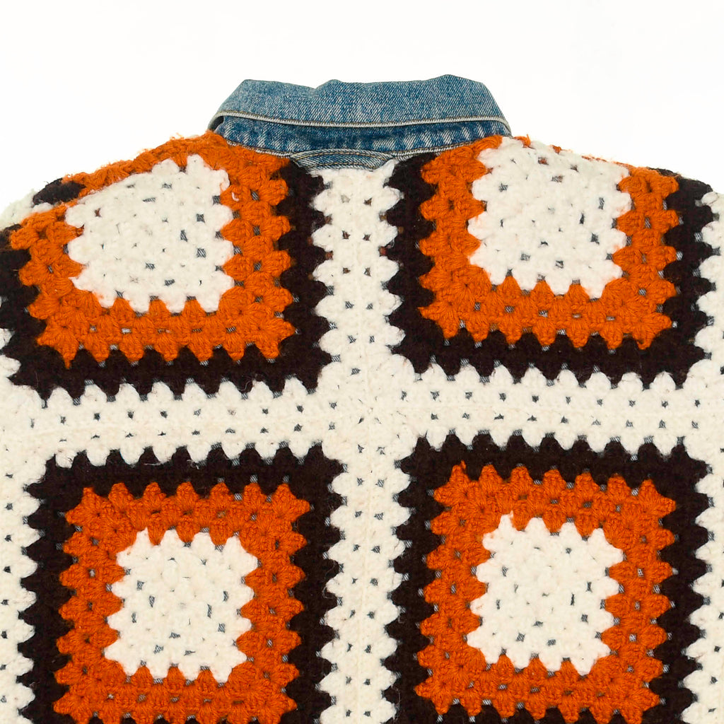 70s Granny Square Crochet Jean Jacket