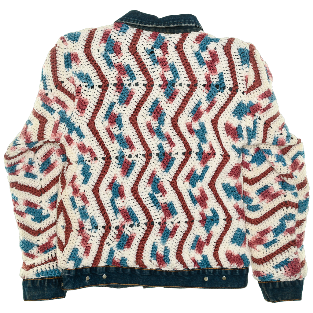 Retro Chevron Reversible Crochet Denim Jacket