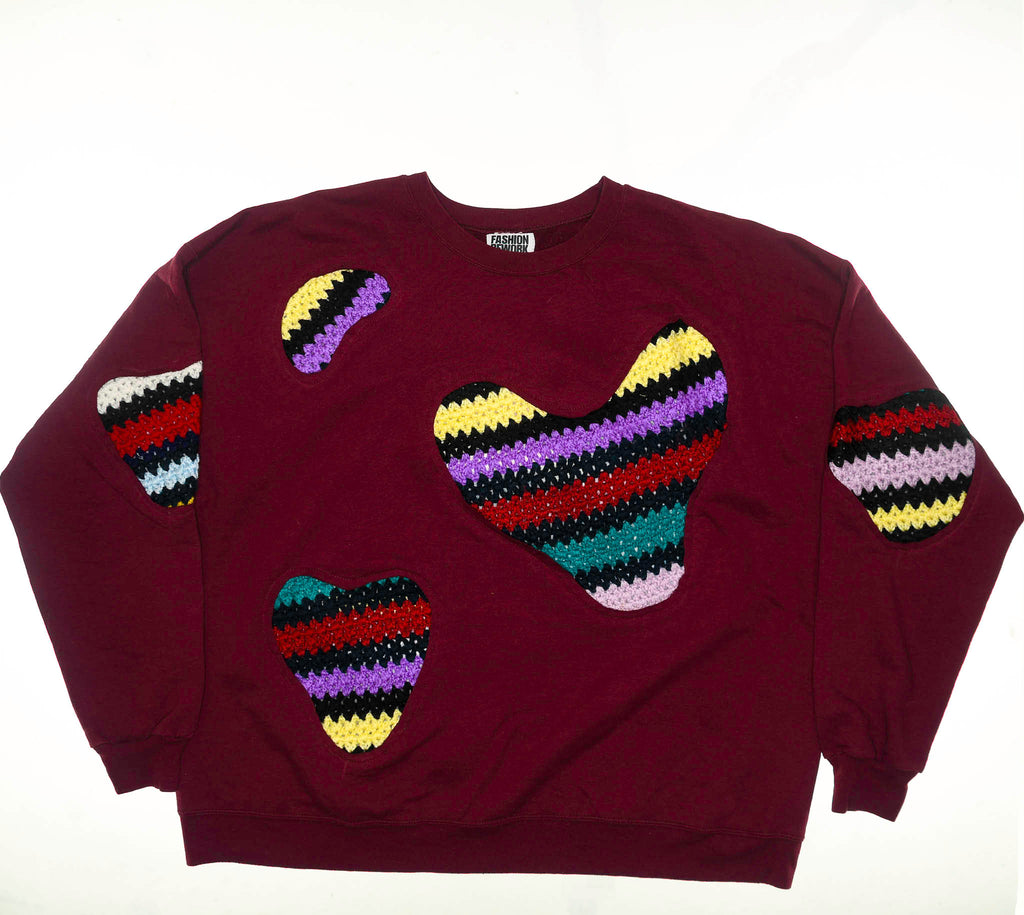 Maroon Crochet Amoeba Pullover