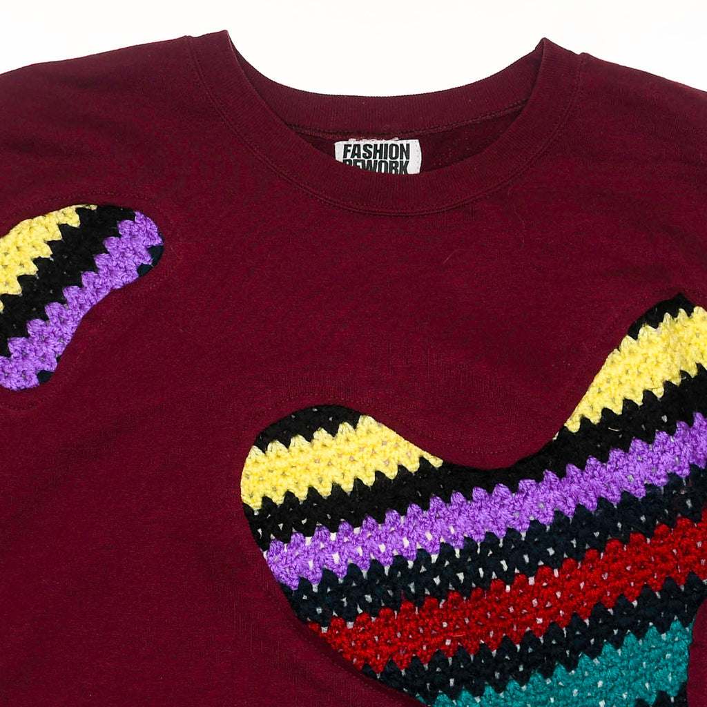 Maroon Crochet Amoeba Pullover