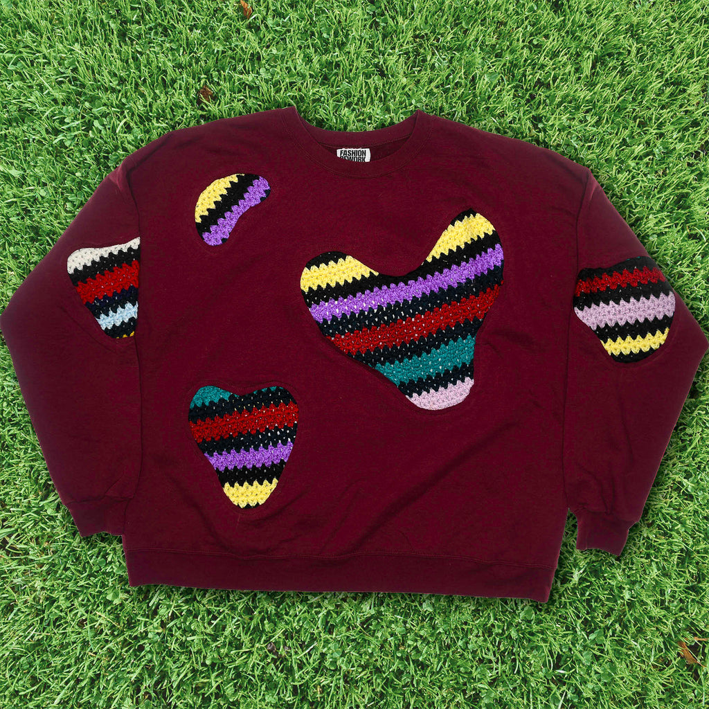 Maroon Crochet Amoeba Pullover