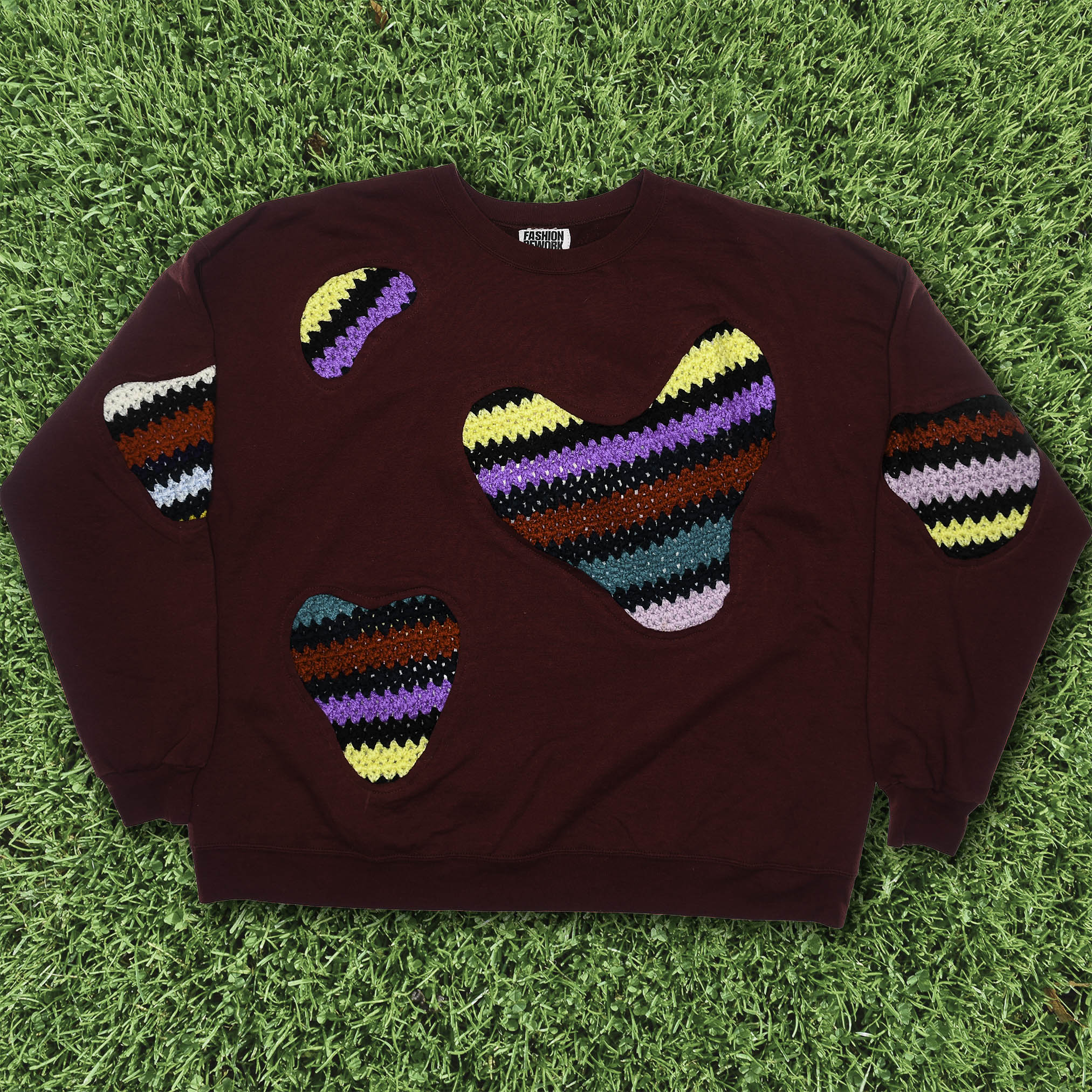 Maroon Crochet Amoeba Pullover