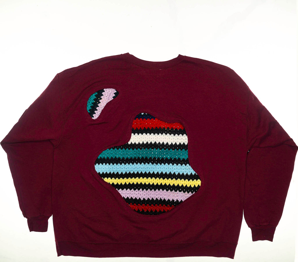 Maroon Crochet Amoeba Pullover