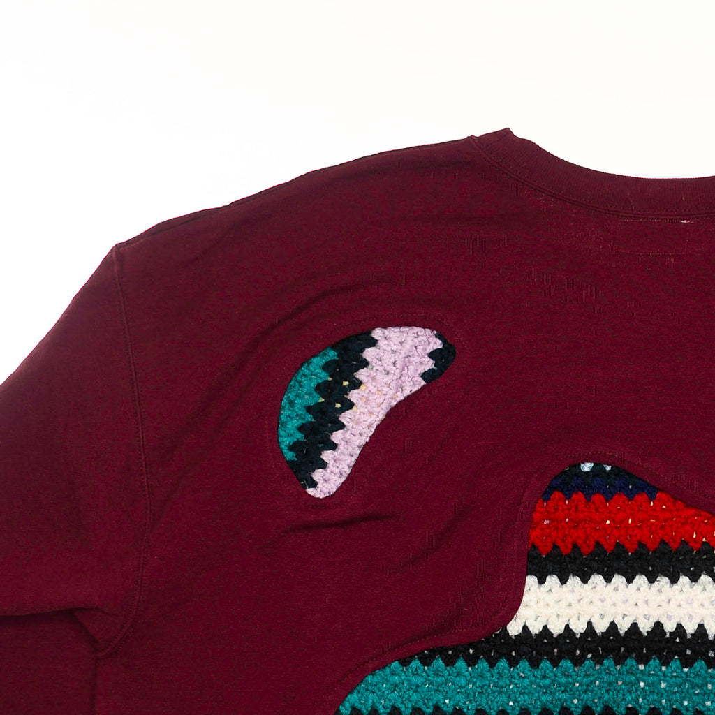 Maroon Crochet Amoeba Pullover