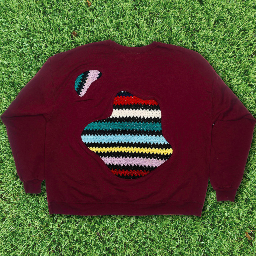 Maroon Crochet Amoeba Pullover