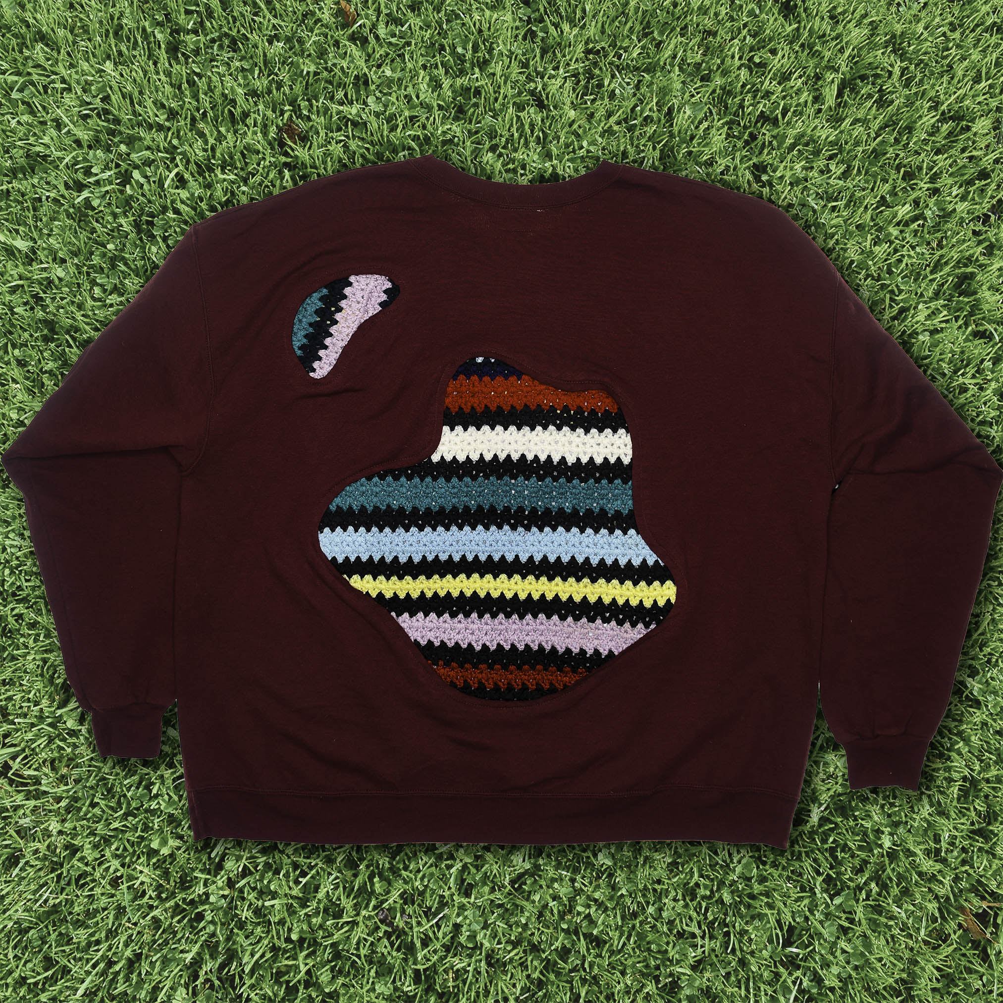 Maroon Crochet Amoeba Pullover