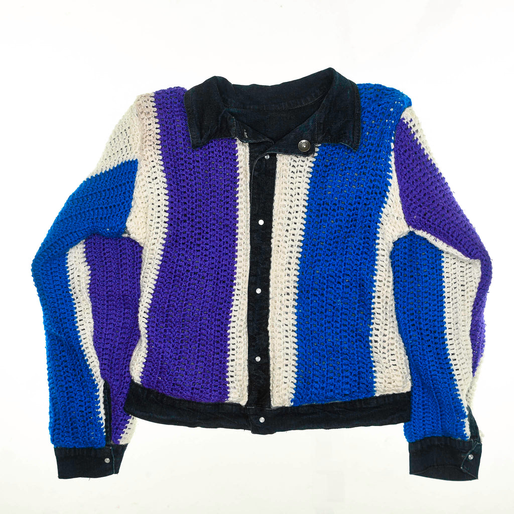 Colorblock Reversible Crochet Jean Jacket