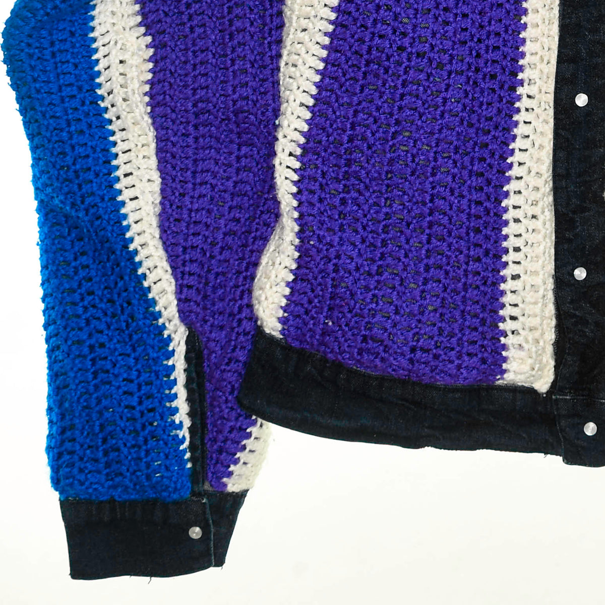Colorblock Reversible Crochet Jean Jacket