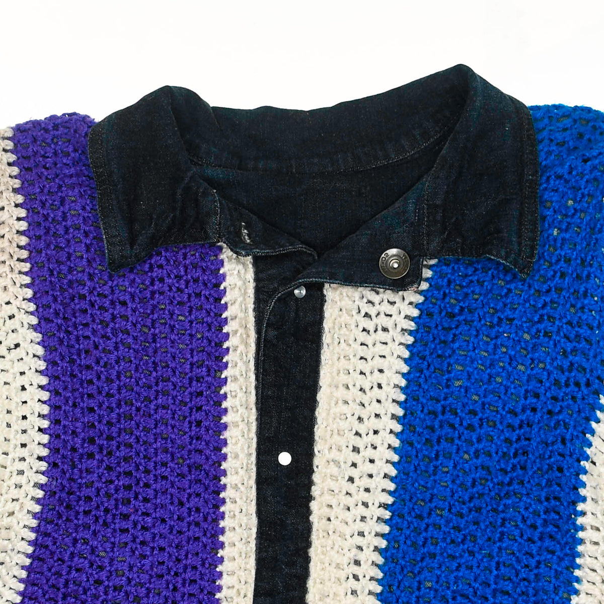 Colorblock Reversible Crochet Jean Jacket