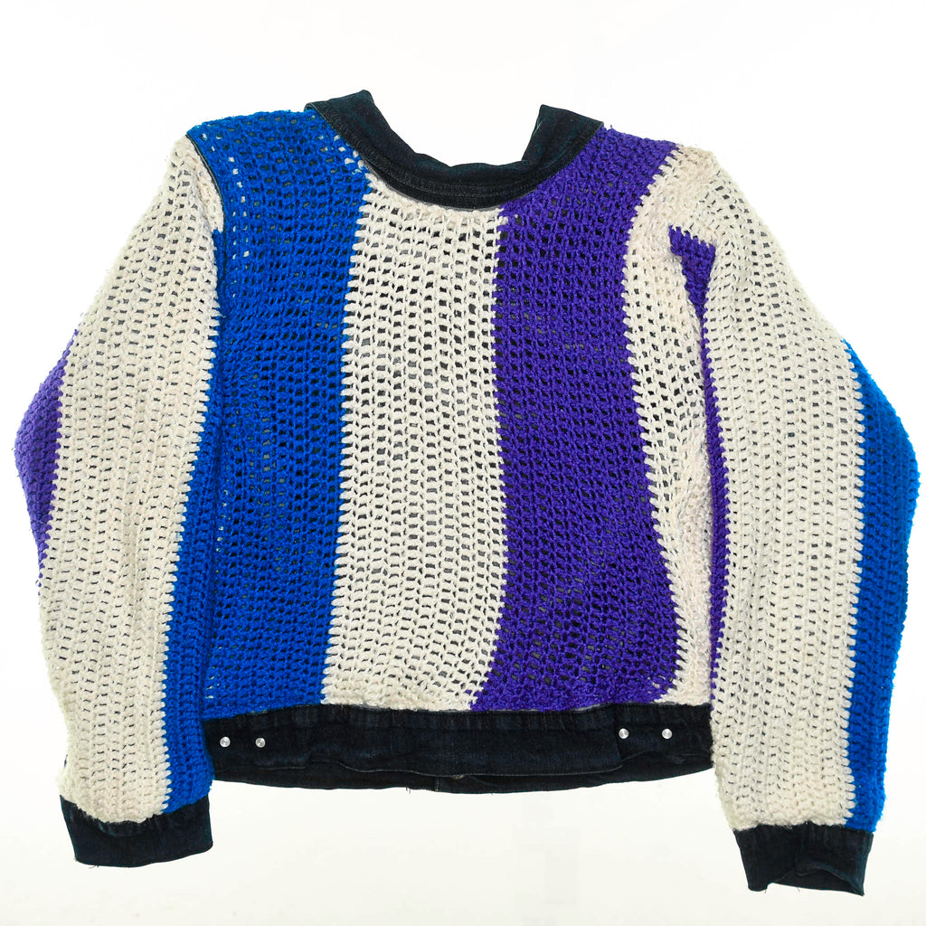 Colorblock Reversible Crochet Jean Jacket