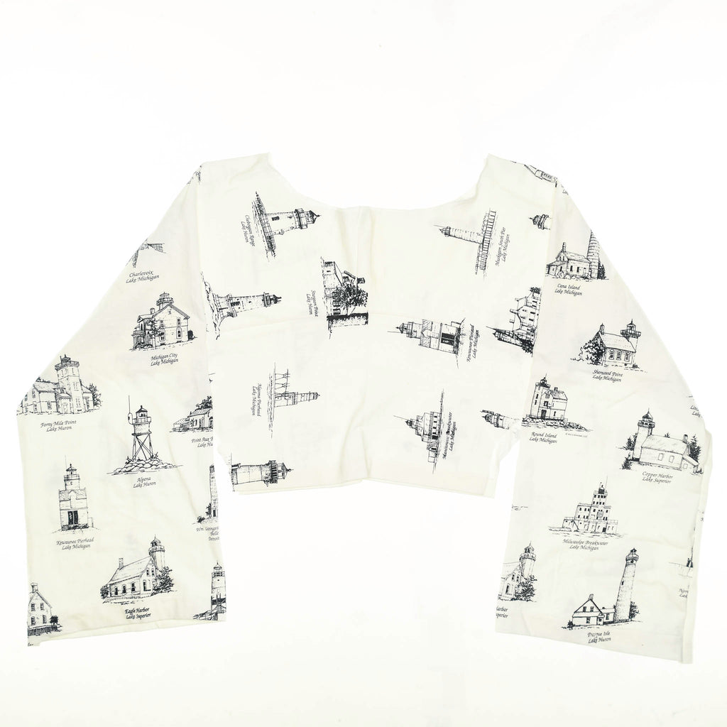 Lighthouses White Reversible Crop Top