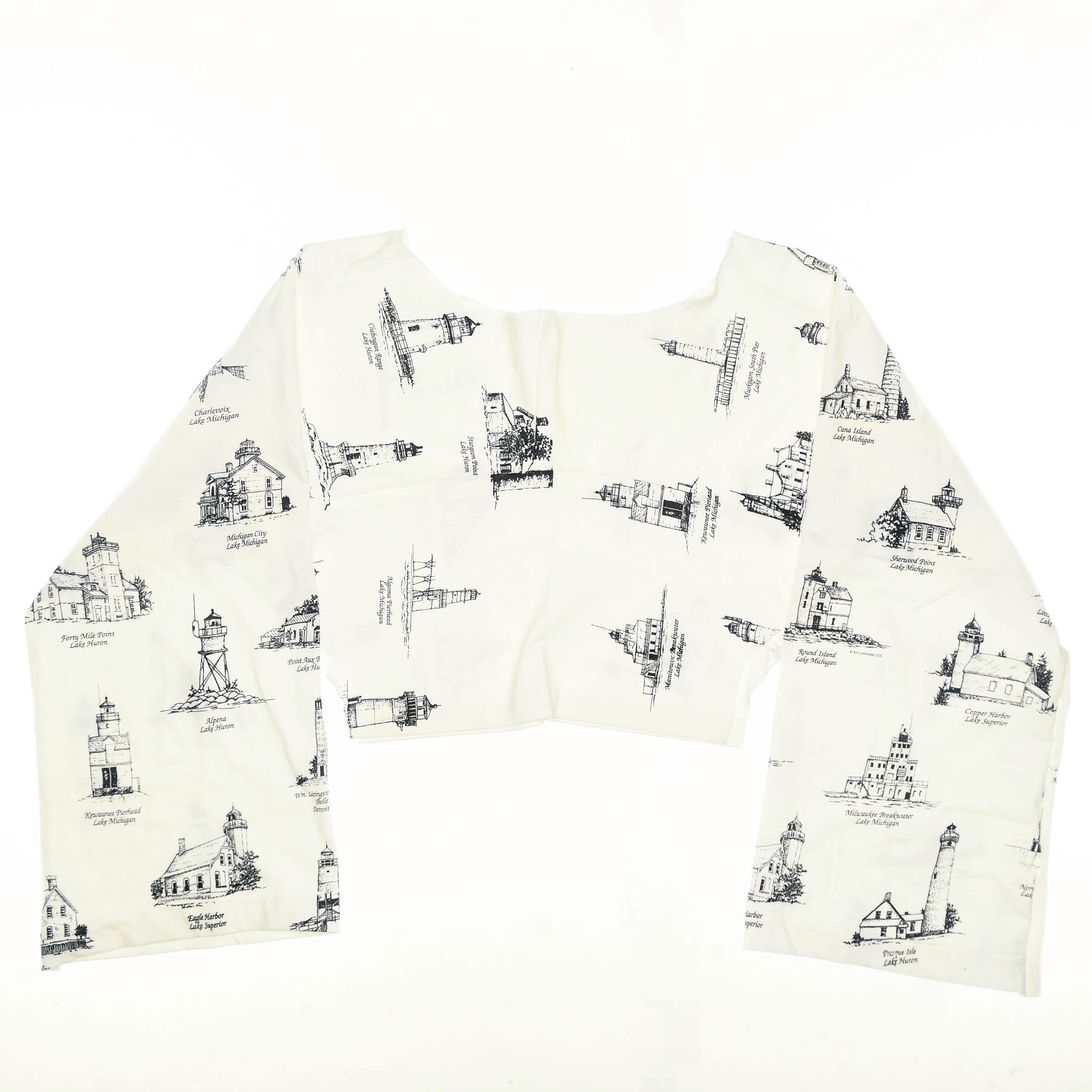 Lighthouses White Reversible Crop Top