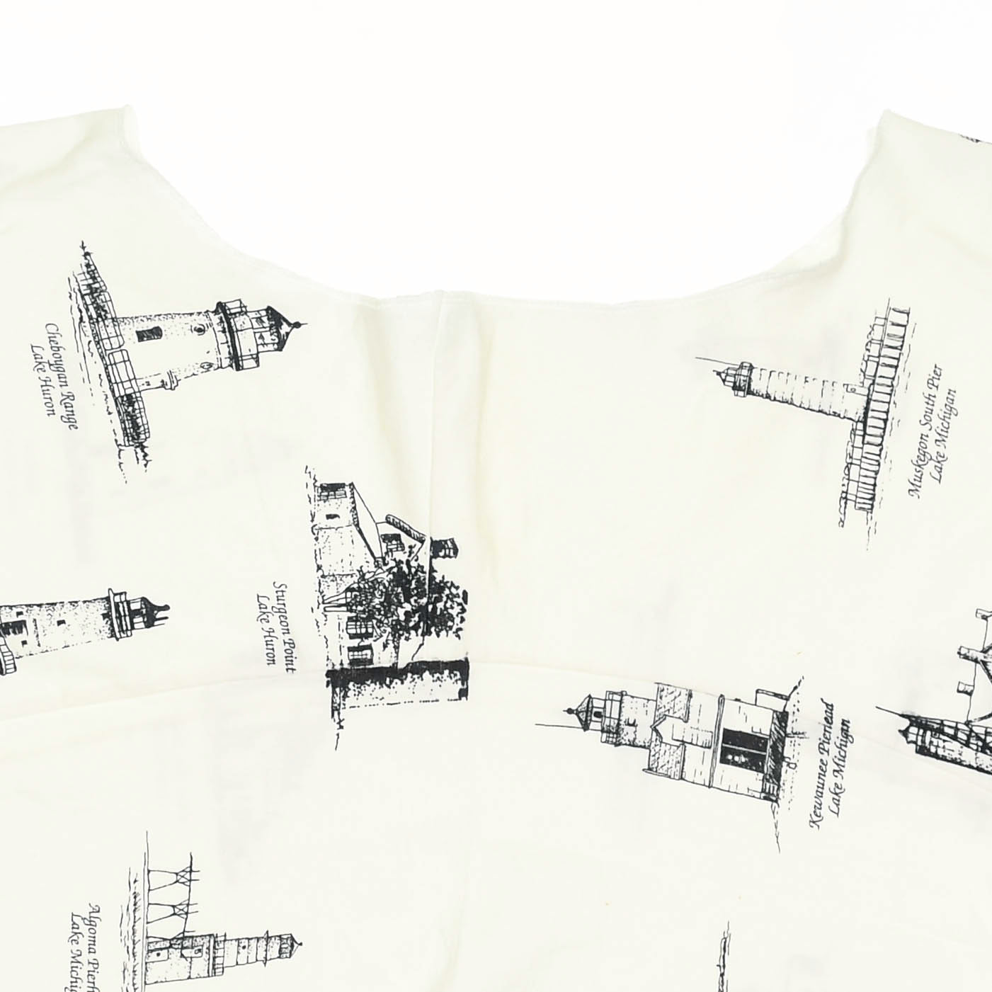 Lighthouses White Reversible Crop Top