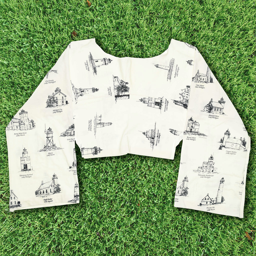 Lighthouses White Reversible Crop Top