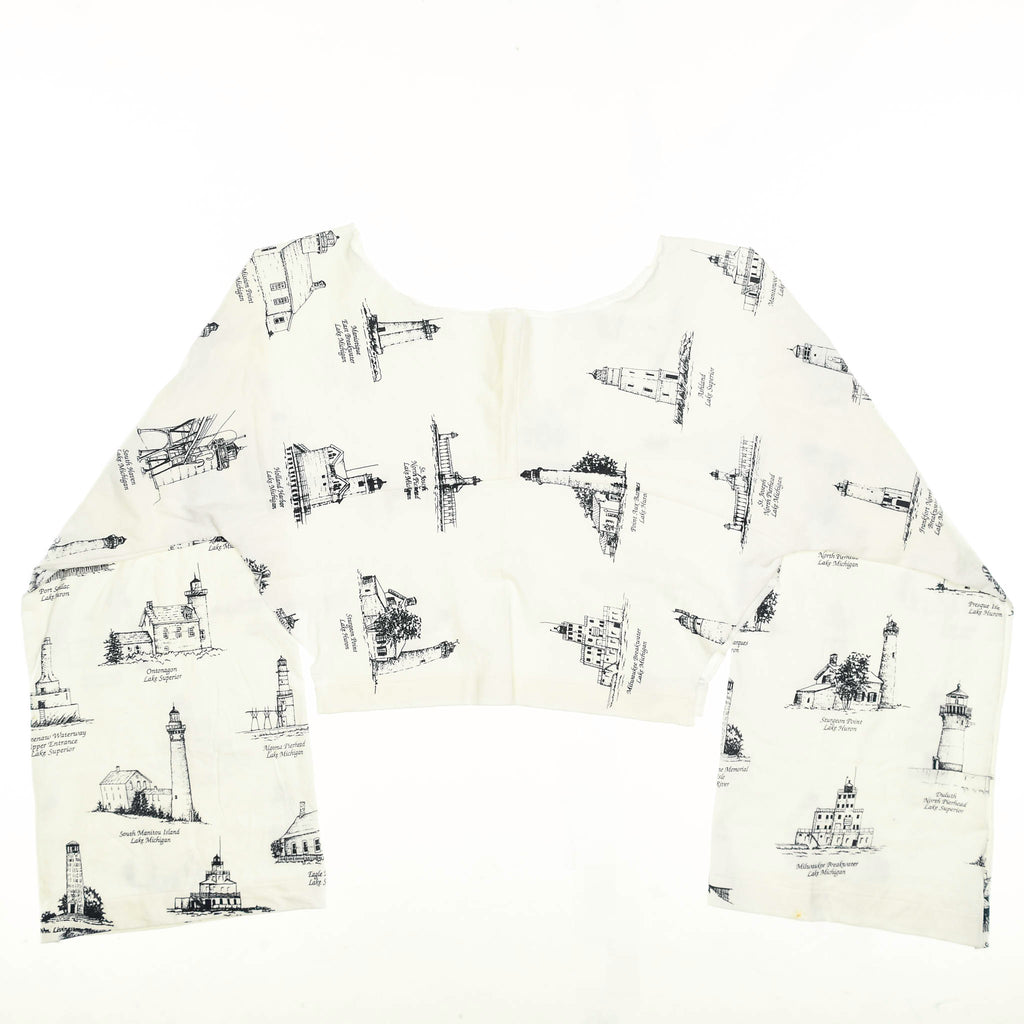 Lighthouses White Reversible Crop Top