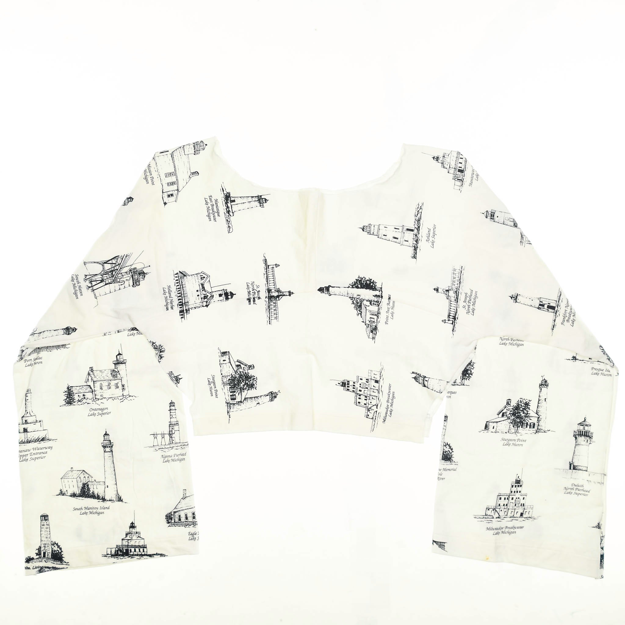 Lighthouses White Reversible Crop Top