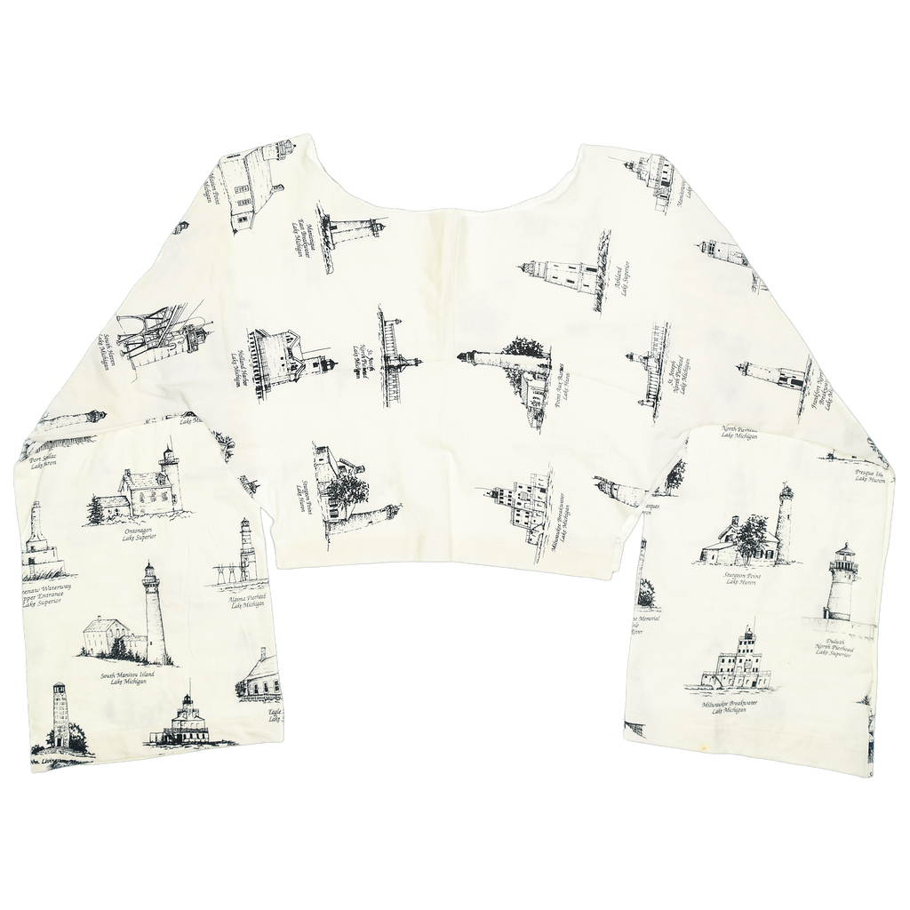 Lighthouses White Reversible Crop Top