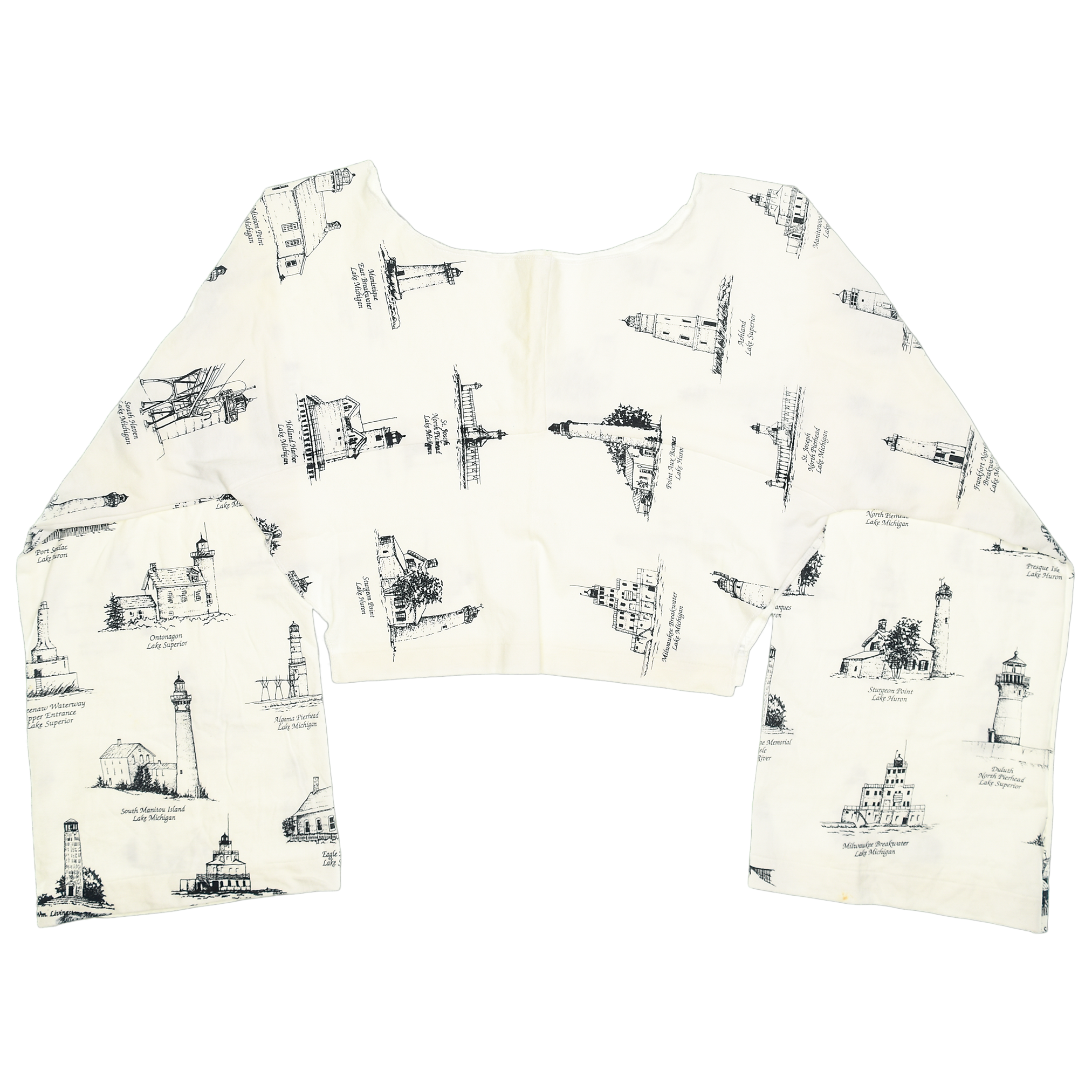 Lighthouses White Reversible Crop Top
