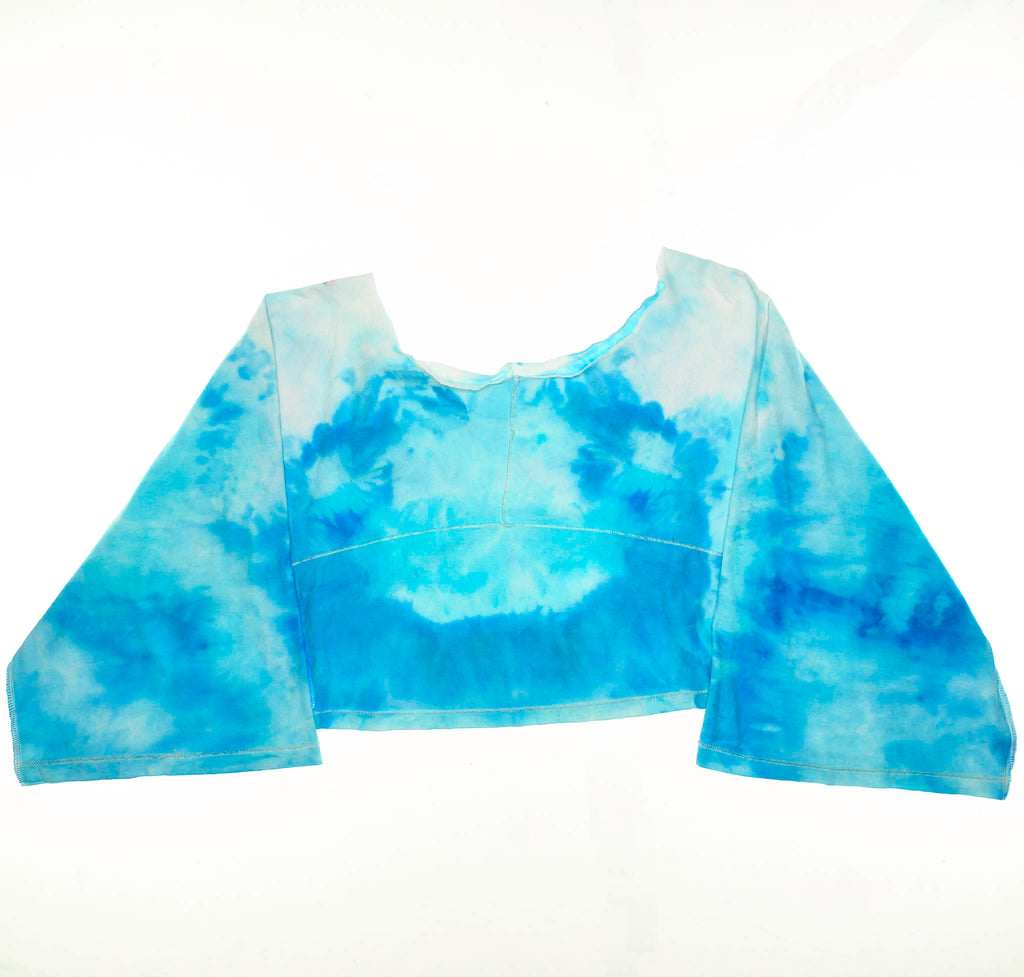 Blue Ice Dyed Reversible Crop Top