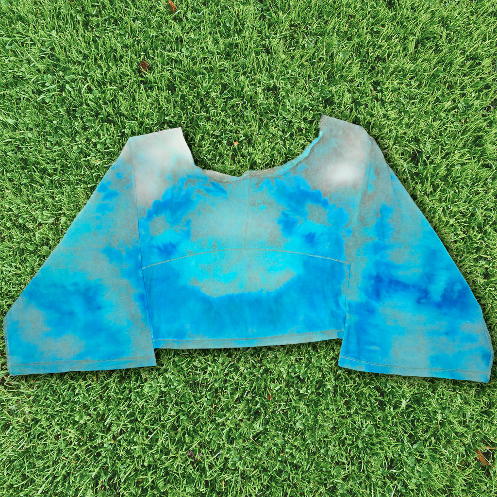Blue Ice Dyed Reversible Crop Top
