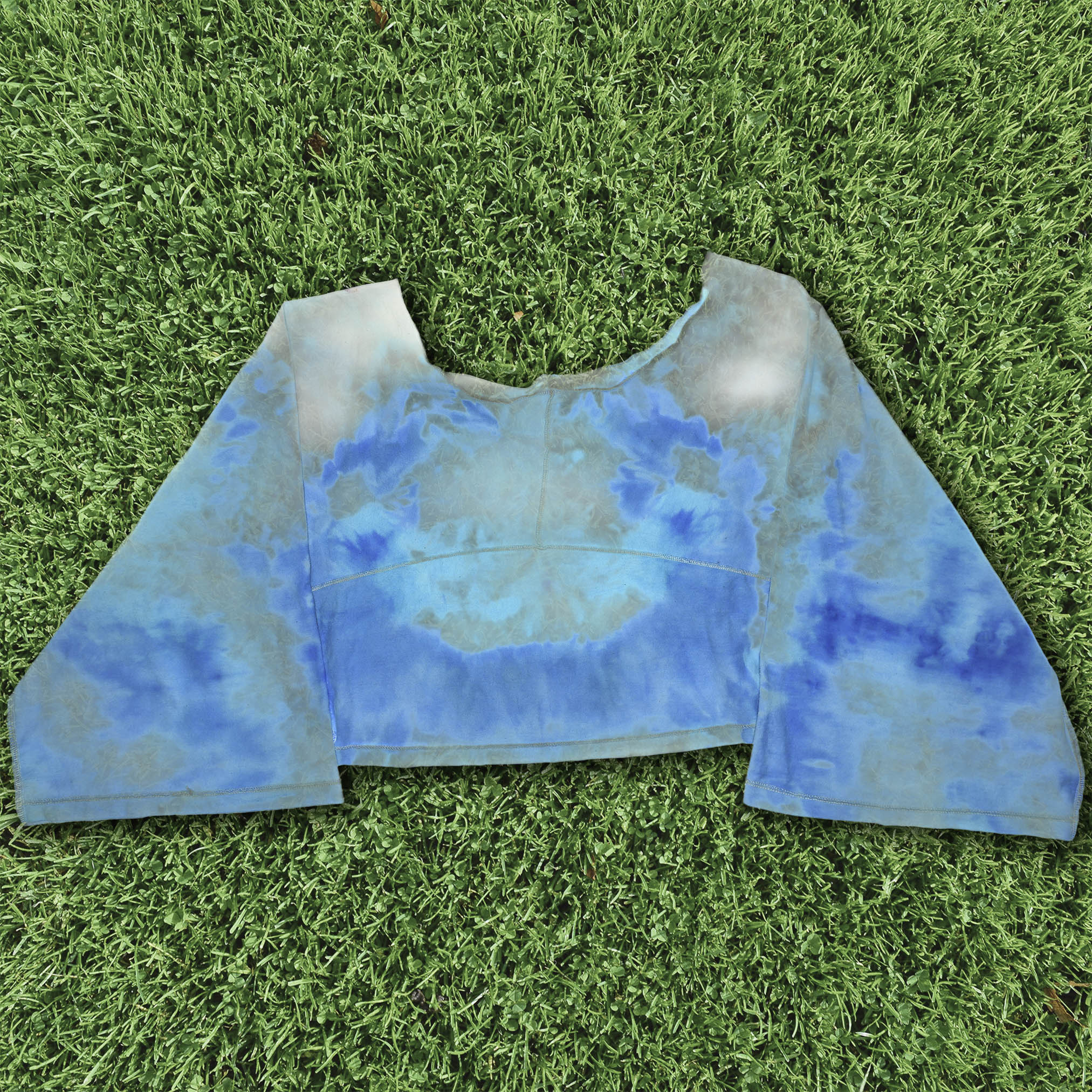 Blue Ice Dyed Reversible Crop Top