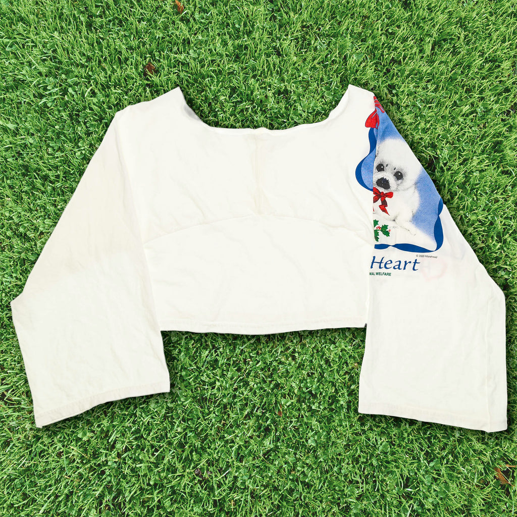 White Poodle Reversible Crop Top