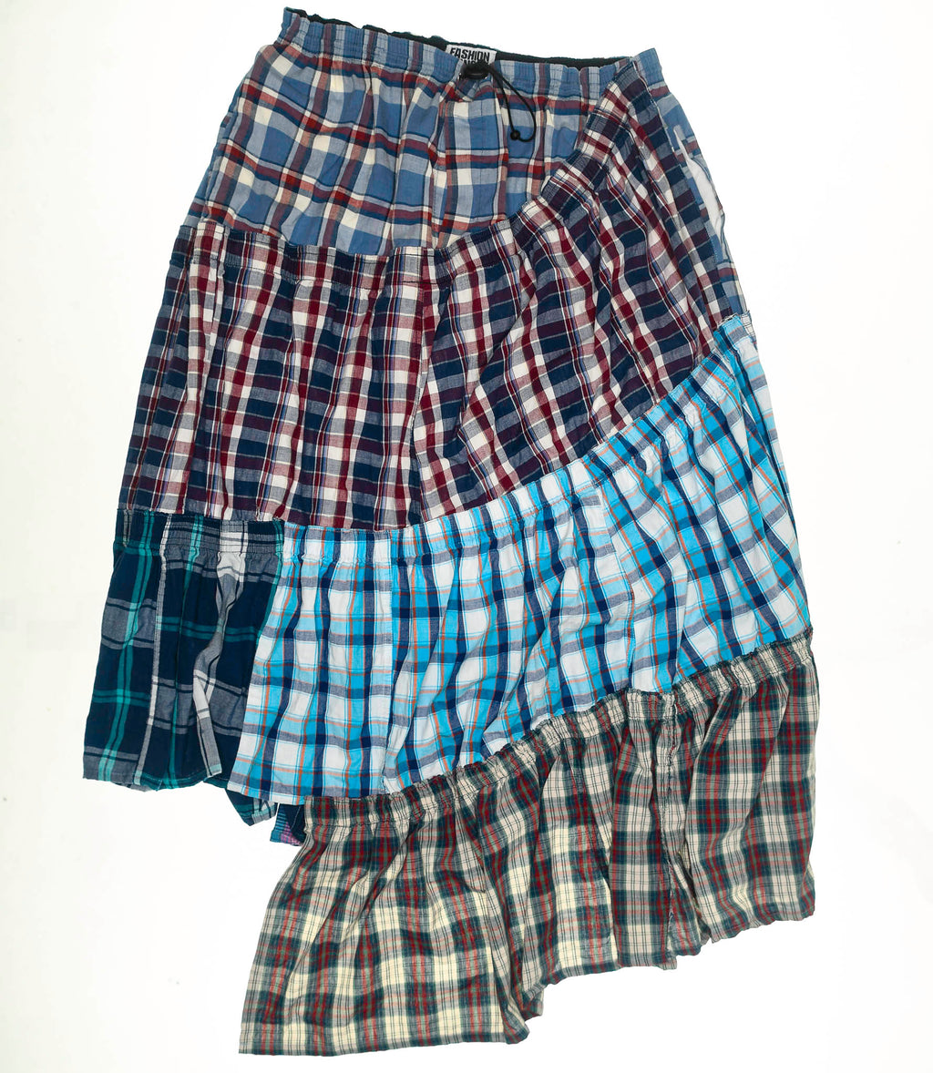 Colorful Grunge Plaid Boxer Skirt Maxi