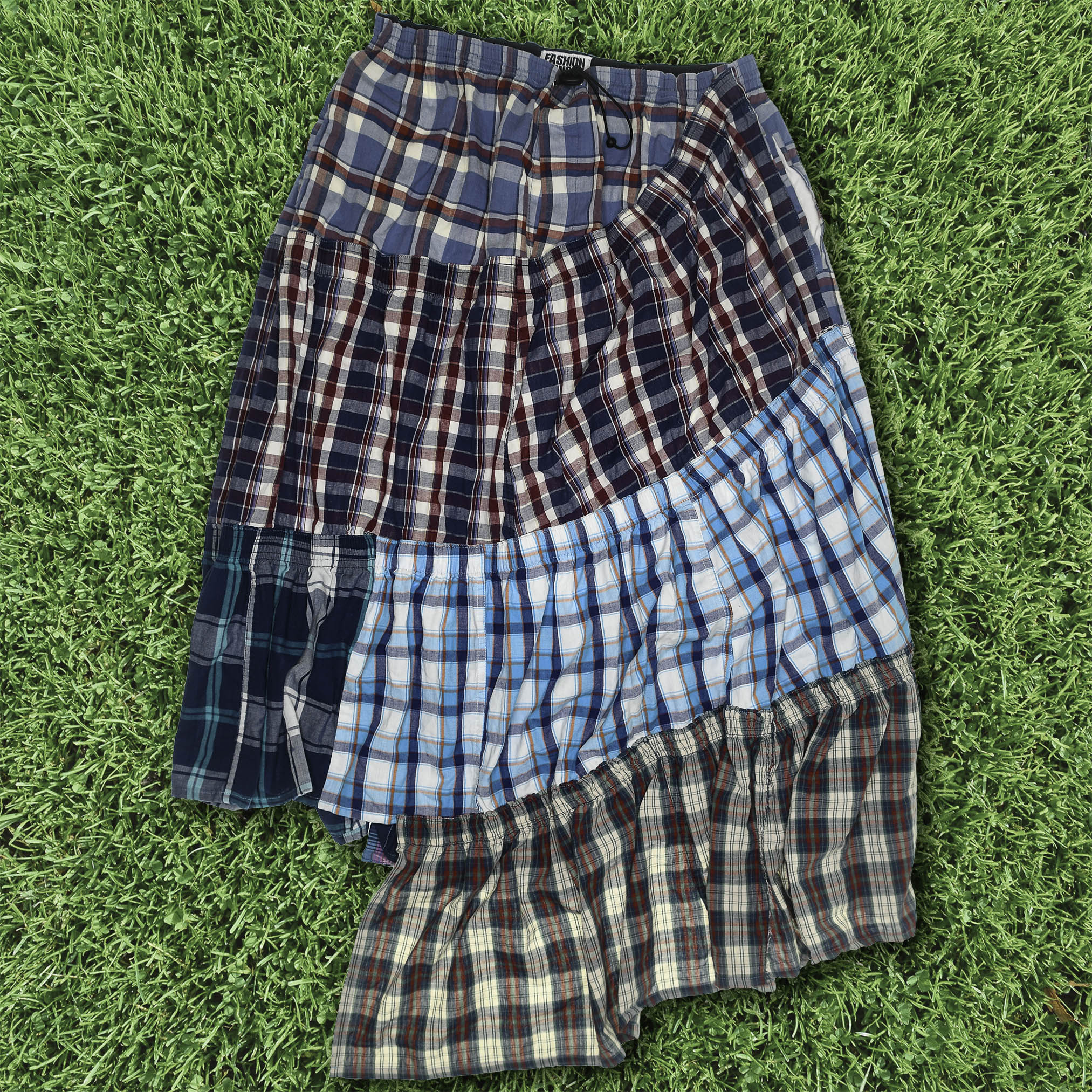 Colorful Grunge Plaid Boxer Skirt Maxi