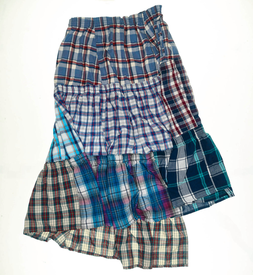 Colorful Grunge Plaid Boxer Skirt Maxi