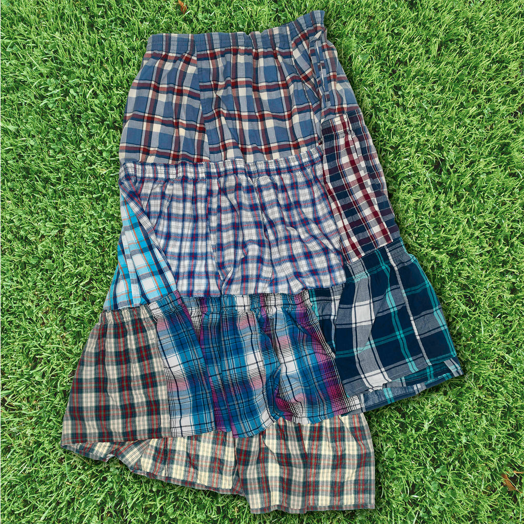 Colorful Grunge Plaid Boxer Skirt Maxi