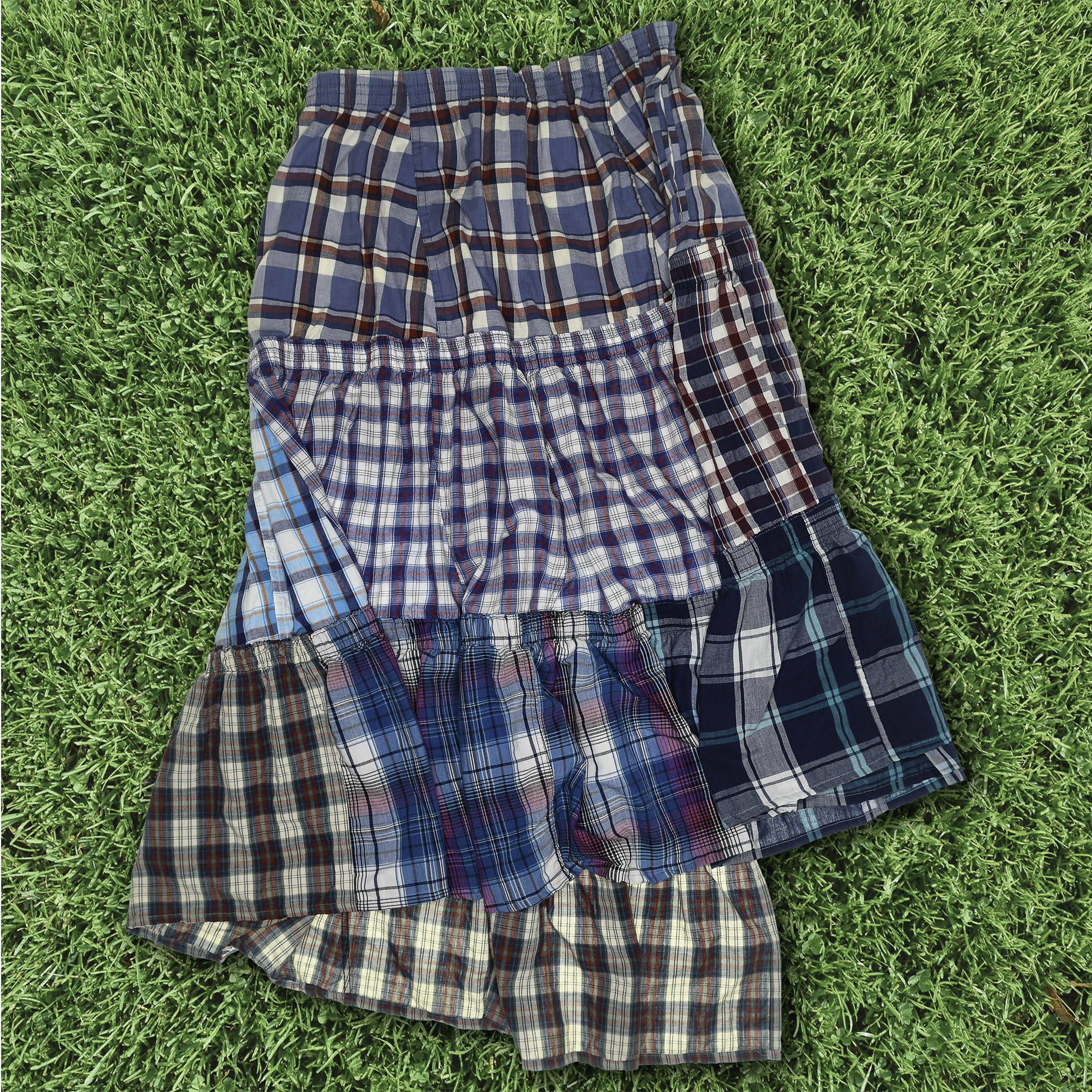 Colorful Grunge Plaid Boxer Skirt Maxi