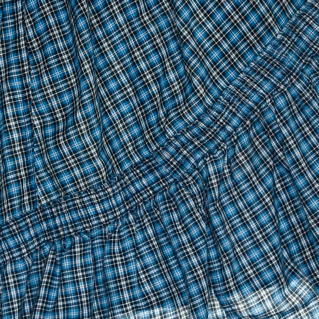 Blue Check Patchwork Boxer Skirt Midi