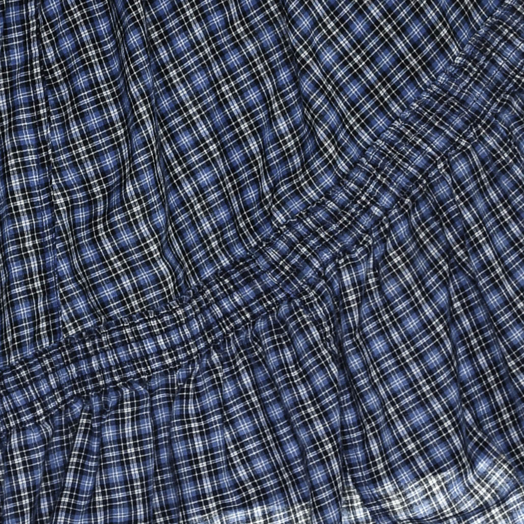 Blue Check Patchwork Boxer Skirt Midi
