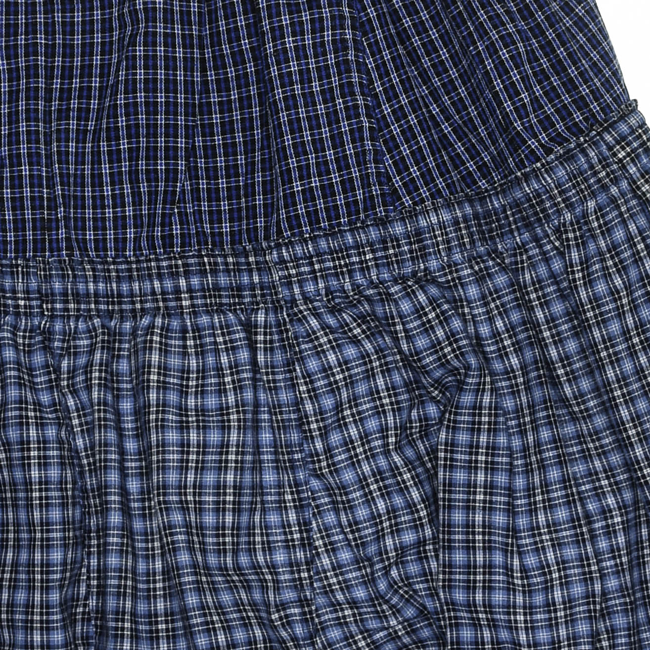Blue Check Patchwork Boxer Skirt Midi