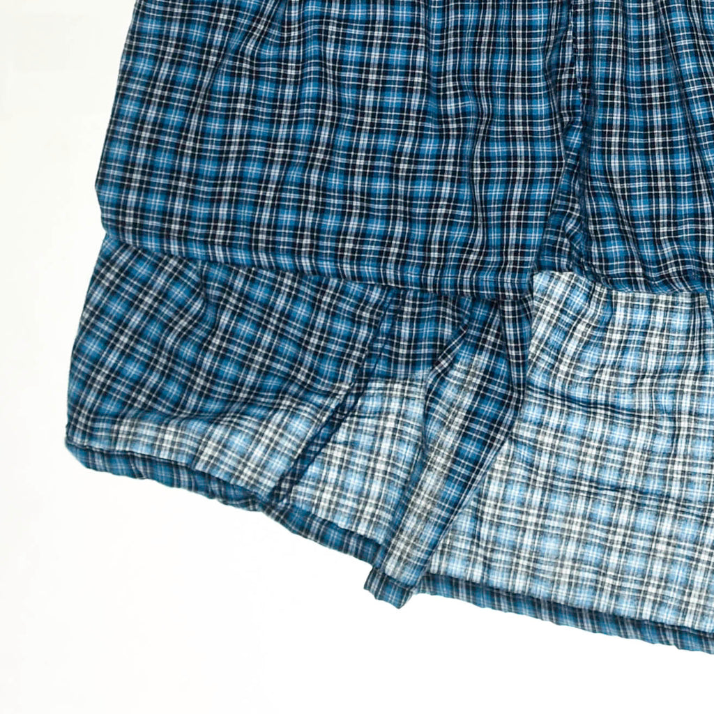 Blue Check Patchwork Boxer Skirt Midi